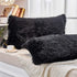 JAUXIO Long Faux Fur Soft Soild Decorative Pillowcase Fluffy Throw Pillow Cover Velvet Shaggy Plush Cushion Case Set of 2 Zipper Closure Queen Siz...