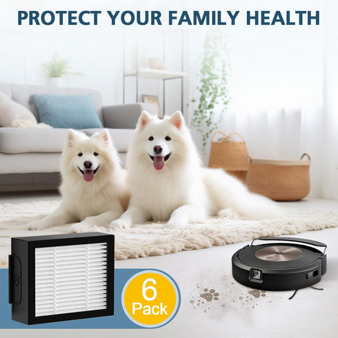 6 Pack Combo j9+/ j7+ HEPA Filters Compatible With i-Robot Roomba Combo j9+/ j7+ Self-Emptying Robot Vacuum Cleaner Replacement Parts (Not fits fo...