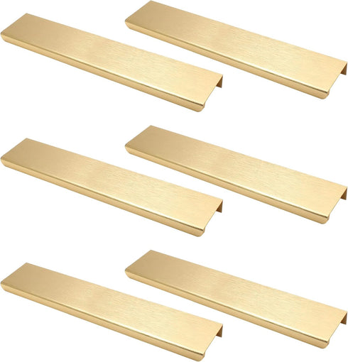 6 Pack Finger Pulls for Cabinets?200mm / 7.87" Length Hidden Door Handle, Brass Edge Pull Finger Edge Pull for Cabinet Handles Drawers Pull Hardwa...