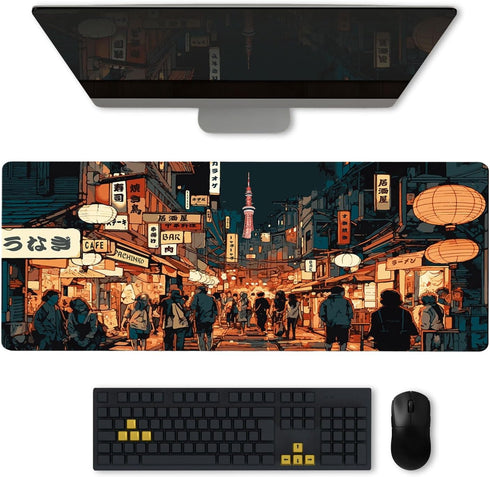 Large Gaming Mouse Pad 31.5 x 11.8 inches, Extended Anime Mousepad, Long Mouse Mat with Non-Slip Base, Full Keyboard Mat with Stitched Edges, Mous...
