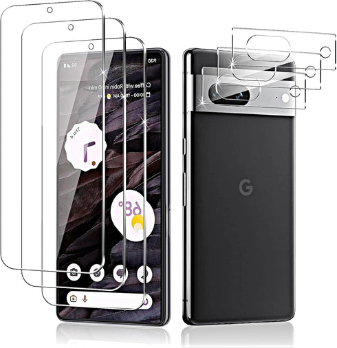 3+3 Pack Screen Protector for Google Pixel 7A 6.1 inch with 3 Pack Camera Lens Protector, HD Clear Tempered Glass, Easy Installation, High Sensiti...