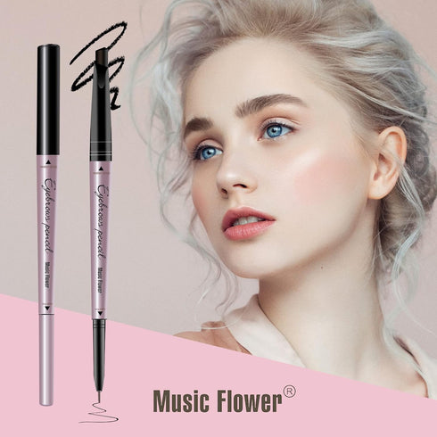 Eyebrow Pencil Double Ended, Waterproof Natural Brow Enhancing Pen, Long lasting Eye Makeup, Pack of 1, Black...