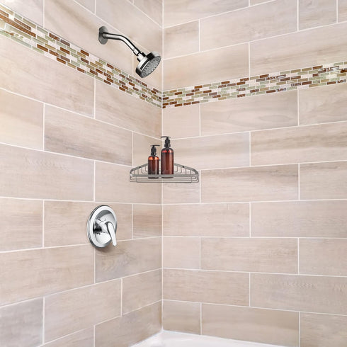 Sturdy Stainless Steel Corner Shower Caddy Basket, 9.5-Inch, Satin Nickel, Wall Mounted – Design House, 588921-SS...