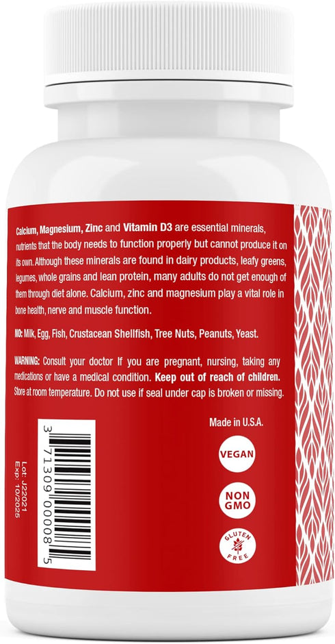 Safrel Calcium Magnesium Zinc with Vitamin D3, 300 Tablets - Calcium 1000 mg, Magnesium 400 mg, Zinc 20 mg & D3 600 IU per Serving...