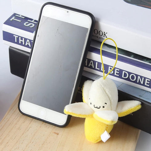 Yellow Peeling Banana Keychain, Banana Plush, Banana Man Plush, Cartoon Birthday Gift PP Cotton Peeling Banana Shape Plush Doll Pendant for Decora...
