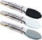 Mini Tongs with Silicone Tips 7-Inch Small Serving Tongs, Set of 3 (Black White Gray)...
