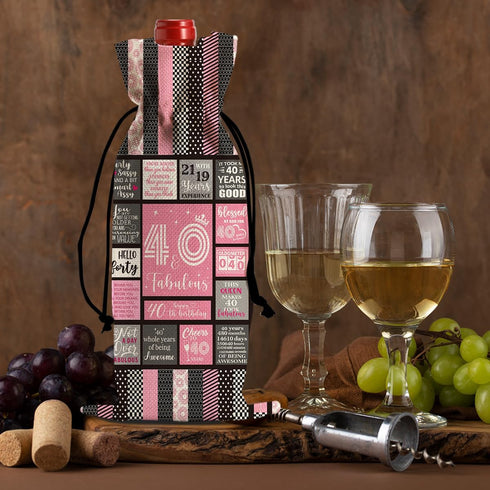 Funny 40th Birthday Gifts Women Men Wine Bag, Happy Anniversary 40th Birthday Party Decorations Man Woman Wine Bags, 40 Year Old Birthday Gifts fo...