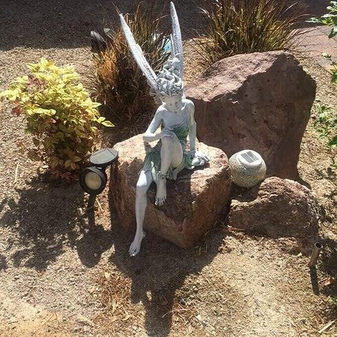 Angel Figurine Outdoor Garden Fairy Statue, 9 ''Garden Sculpture Resin Angel Craft Home Table Ornaments for Lawn Yard Art Porch Patio Decorations ...