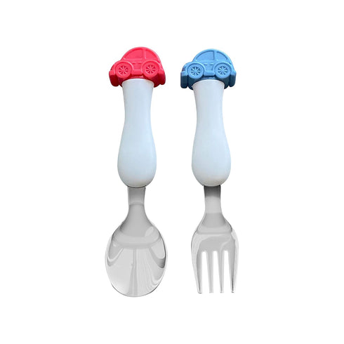 ARI MES - BPA-Free Toddler Car Utensils - Easy-Grip Car Spoon and Fork Set for Kids...