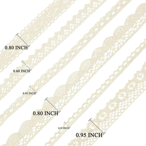 Beige Lace Ribbon Cotton Crochet Lace Trim for Scrapbooking Dream Catcher Decorative Crafts Supply (33 Yards)...