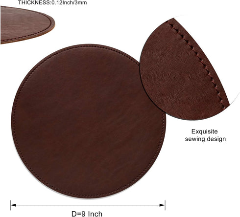 Mouse Pad?Round Mouse Pad?PU Mouse Pad?Leather Mouse Pad with Stitched Edge Micro-Fiber Base with Non-Slip Waterproof?Mouse Pad for Computers?Lapt...