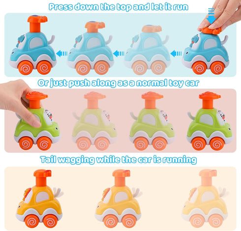 Animal Car Toys, 4 Pack Press and Go Toddler Toy Cars, Inertia Toy Cars for Toddlers 1-3, Baby Toys for 18+ Months Year Old Boy Girl's Birthday Gi...
