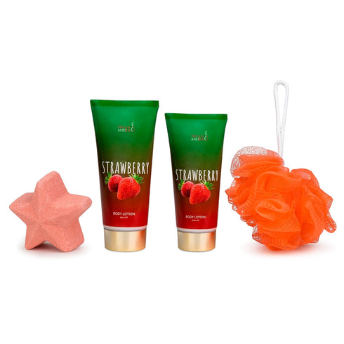 Strawberry Bath and Body Gift Set for Women - Luxurious Shower Pampering, Irresistible Strawberry Scent, Complete Body Skincare Collection...