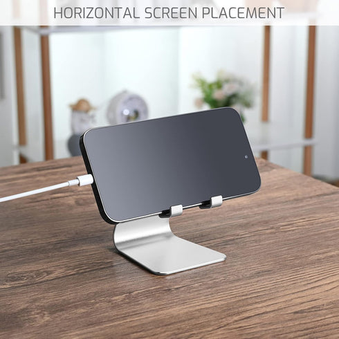 Aluminum Alloy Cell Phone Stand,Adjustable Tabletop Metal Phone Holder,Desktop Phone Dock Holder,Smartphone Cradle,Silver......