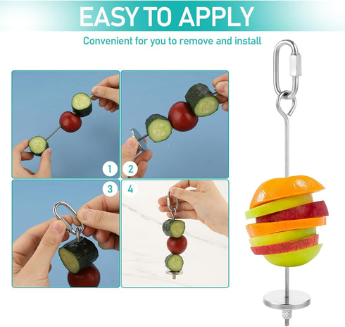 Bird Skewer, Bird Food Holder Bird Cage Food Holder Hanging Food Bird Skewer Stainless Steel Parrot Hanging Vegetable Fruit Feeder Parrot Foraging...