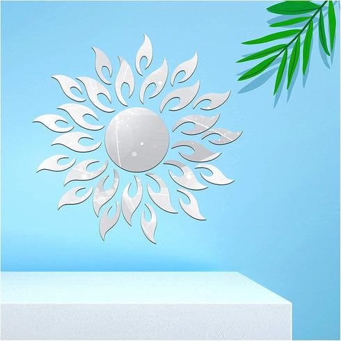 3D Mirror Sunlower Wall Decor Sticker, CUNYA Peel and Stick Wall Art Decals, Removable Acrylic Mirrors for Wall Living Room, Bedroom, Farmhouse De...
