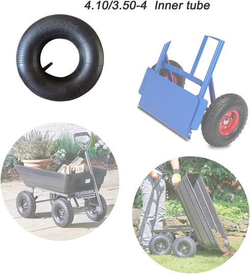 2Pcs 4.10/3.50-4" Wheelbarrow Inner Tubes with TR13 Straight Valve Stem for 4" Hand Truck, Hand Cart, Garden Cart, Lawn Mower...