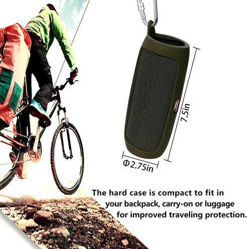 LTGEM Silicone Carrying Travel Case for JBL FLIP 5 Waterproof Portable Speaker with Extra Carabiner - Green...