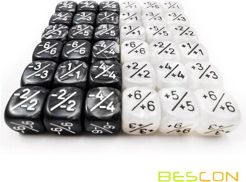 36pcs 12mm Positive and Negative Dice Counters Set, Small Token Dice Loyalty Dice Compatible with MTG, CCG, Card Games...