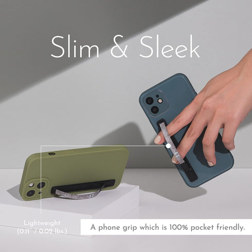 Swappable Ultra-Thin Phone Grip - Convertible Grip Holder Fits Most iPhone and Android Cases, Strap Holder Compatible with Wireless Chargers and C...