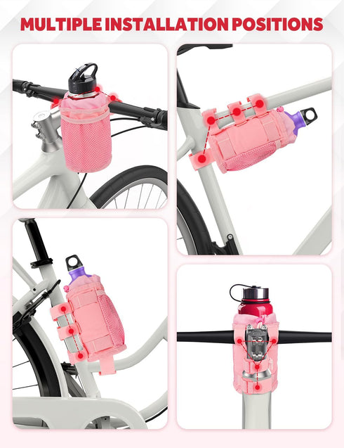 Bike Cup Holder, Water Bottle Holder Handlebar for Bike with Mesh Pockets, Universal Fabric Bicycle Water Bottle Drink Cup Cage for Cruiser Bikes,...
