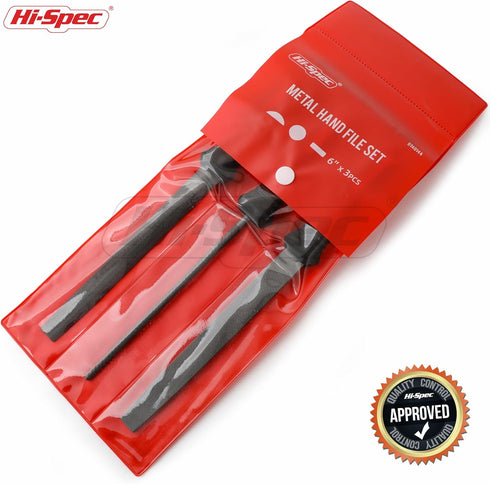 Hi-Spec 3pc Metal Hand File Tool Set Kit. Large Steel Files. Flat, Round & Half-Round for Crafts, Metal & Wood Work...
