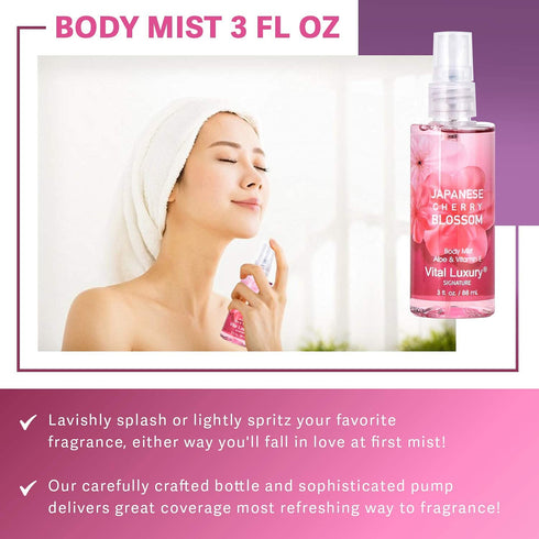 Bath & Body Care Travel Set - Home Spa Set with Body Lotion, Shower Gel and Fragrance Mist (Japanese Cherry Blossom)...
