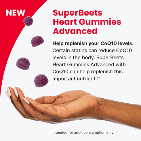 humanN SuperBeets Heart Gummies Advanced - 100mg of CoQ10 Plus Beetroot & Grape Seed Extract, 60 Count...