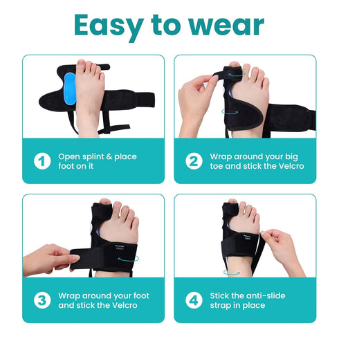 Bunion Corrector for Women & Men - 1 Pair Adjustable Splint Brace with Soft Gel - Pain Relief Bunion Pads & Toe Straightener with Non-Slip Strap...
