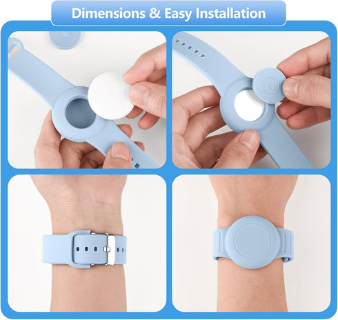 Meliya Waterproof Air Tag Bracelet for Kids, Soft Silicone Airtag Holder Compatible with Apple Air Tag, Adjustable Anti Lost Watch Band for Kids A...