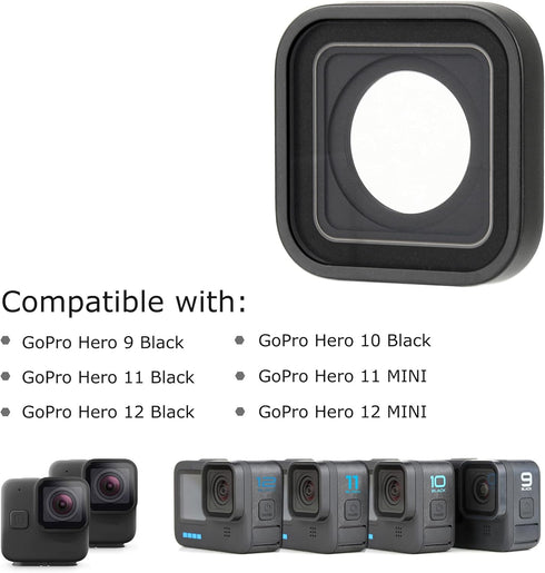 Protective Lens Replacement for GoPro Hero 9 10 11 12 Black, Hero 11 Black Mini, Hero 12 Black Mini Camera Waterproof Glass Lens Protector Repair ...