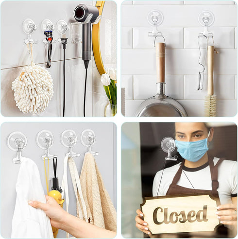 VIS'V Suction Cup Razor Holder, Shower Suction Razor Hooks for His and Hers, Removable and Reusable, Clear, 2 Pcs...