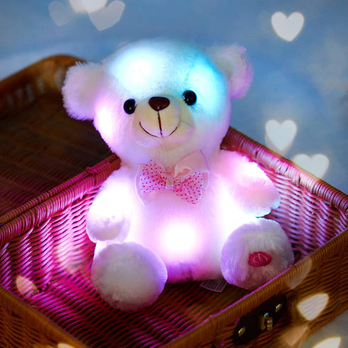 BSTAOFY Light up Mother's Day White Teddy Bear LED Stuffed Animal Soft Nightlight Glow Bear Plush Toy Gifts for Kids Mom Girls Valentine's Day Bir...