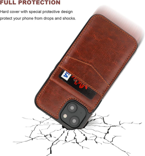 KIHUWEY Compatible with iPhone 14 Case Wallet with Credit Card Holder, Flip Premium Leather Magnetic Clasp Kickstand Heavy Duty Protective Cover f...