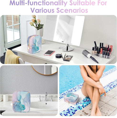 small makeup bag?PU Leather Cute Women Mini Cosmetic Bag small make up bag for purse?Colourful Patterned Travel Cosmetic Pouch Wash Waterproof toi...