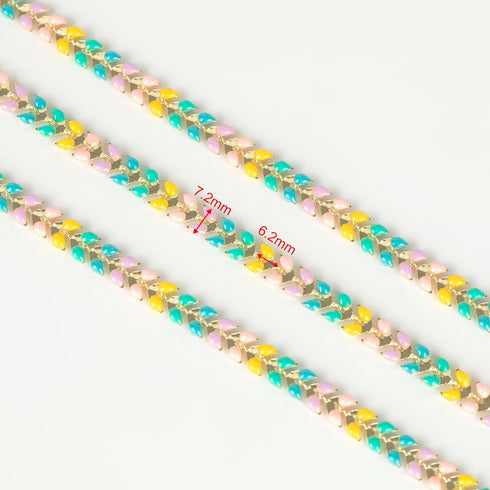 YOUBEIYEE 9.8 Feet Mixed Color Enamel Arrow Chain for Jewelry Making Rainbow Oil Drip Brass Chain Gold Plated Necklace Bracelet DIY Jewelry Chains...