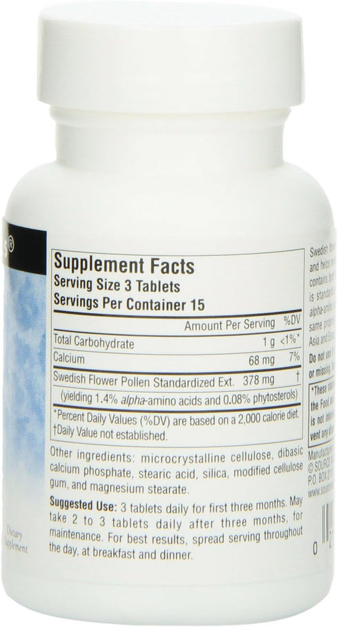 Source Naturals Swedish Flower Pollen Extract Supplement, Supports Prostate Function and Healthy Urine Flow - 45 Tablets...