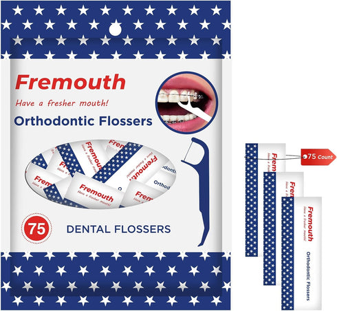 Individually Wrapped Orthodontic Flossers for Braces - Ortho Dental Floss Picks, 75 Count (Pack of 1)...