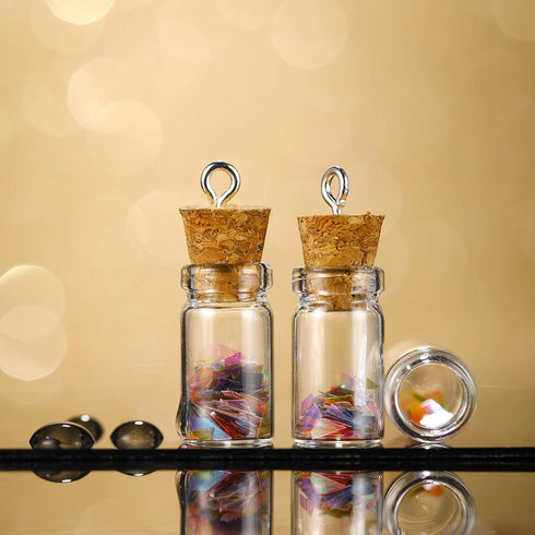 Yungyan 50 Pieces Small Mini Glass Bottles Jars with Cork Stoppers Set, Tiny Cork Glass Bottles with Eye Screws and Small Funnel for Decoration, A...