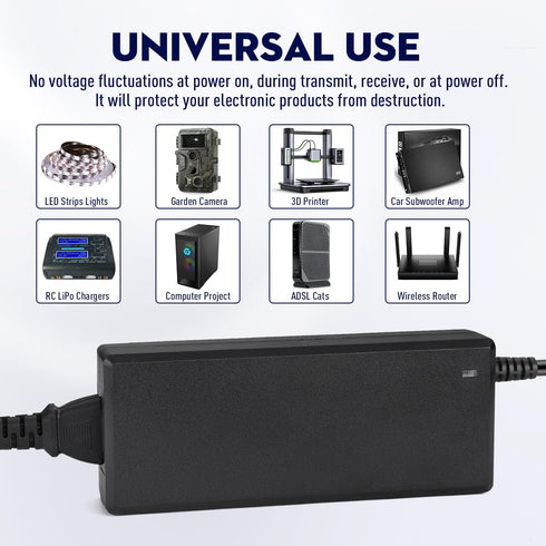 Facmogu 12V 10A Power Supply AC to DC Adapter, AC to DC Converter 100V-240V to 12V 10A 120W, 12 Volts 10 Amps Power Transformer 5.5x2.5mm & 5.5x2....