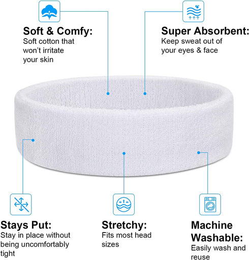 Headbands/Wristbands for Women Men Girls Boys for Gym Workout & Yoga, Super Comfy Sports Sweatbands for Football Baseball Basketball Soccer Boxing...