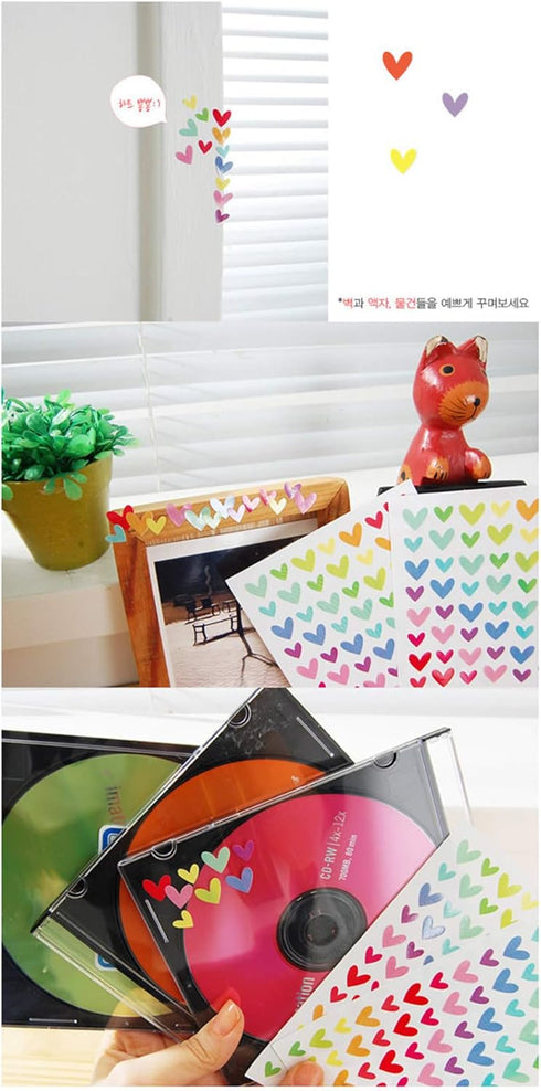 18 Sheets 1512 Pcs Colorful Heart Shape Self Adhesive Stickers, for Scrapbooking and Kid DIY Arts Crafts (Hearts, 18 Sheets)...