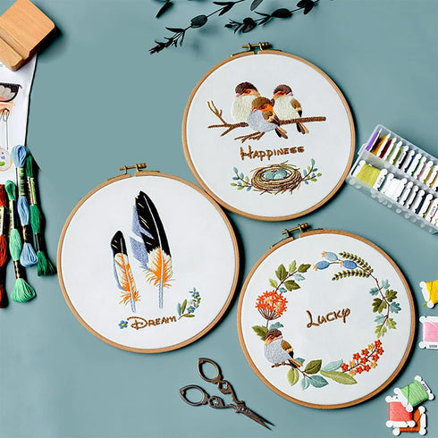 3 Piece Embroidery Kit,Beginner Crochet Kit with Embroidery Pattern Embroidery Hoop,Cross Stitch Kit,Adult Crochet Kit,Hand Embroidery Kit,Arts an...