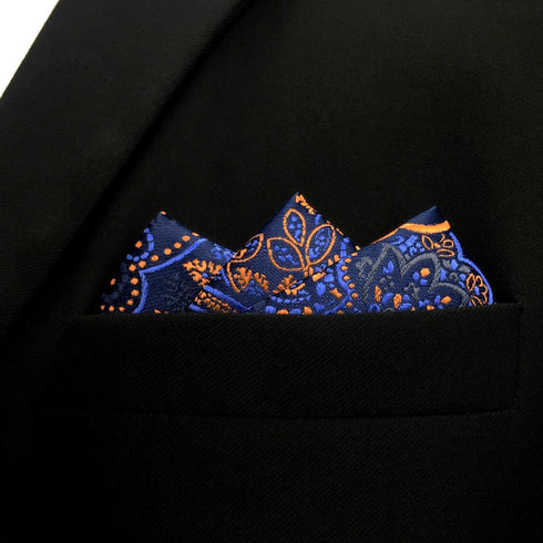 S&W SHLAX&WING Men's Ties Neckties Navy Dark Blue Paisley Matching Pocket Square...