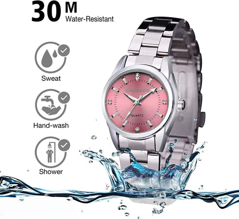 cofuo Women Lady Dress Analog Quartz Watch with Stainless Steel Band, Casual Fashion Waterproof Watches Roman Numeral Diamond Rhinestone Luminous ...