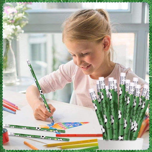 48 Soccer Pencils Sports Ball Pencils with Erasers Fun Wooden Sports Pencils Birthday Pencil Drawing Pencils for School Office Stationery Class Re...