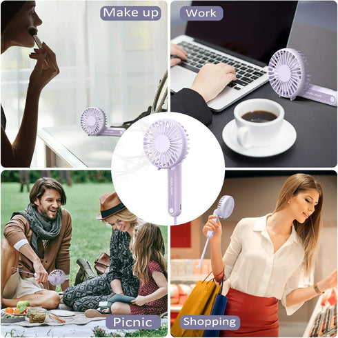 Handheld Fan,USB Rechargeable Mini Fan with 2000mAh Battery Operated Small Fan with 3 Adjustable Speeds,180°Rotation Foldable Fan for Office Deskt...