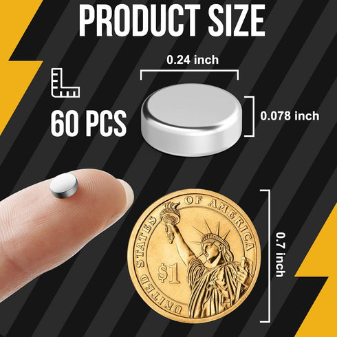 60PCS Small Magnets Round Mini Magnet for Crafts, Small Neodymium Magnets Tiny Magnets 6mm x 2mm Fridge Magnets, Whiteboard Magnets, Refrigerator ...