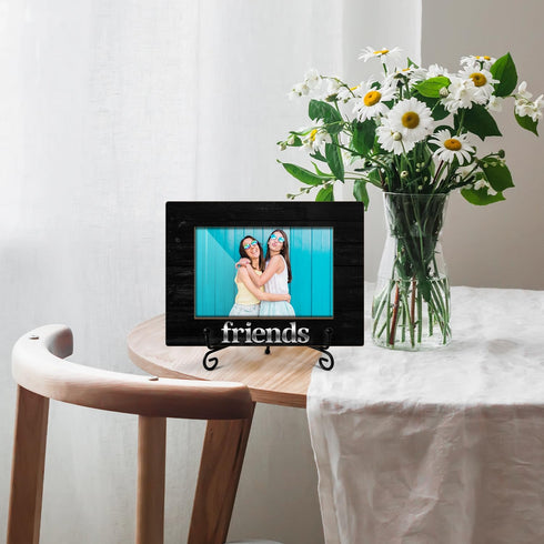 Wooden Photo Frame Friendship Gifts for Friends Bestie Woman BFF, Wooden Photo Frame with Iron Stand for Tabletop or Desktop Display, Home Table D...