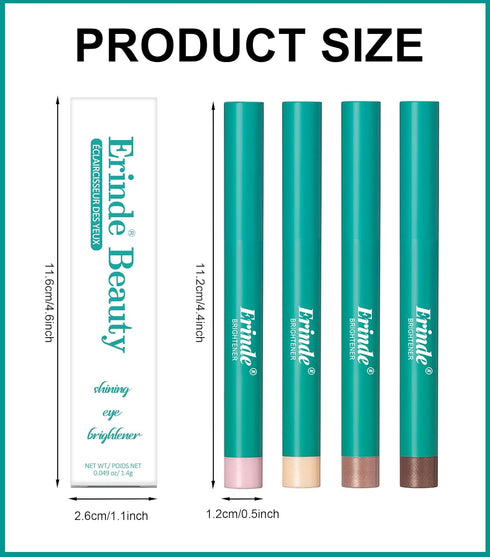 Erinde 4 Colors Eyeshadow Stick, Eye Brightener Stick, Shimmer Creamy Eye Shadow Makeup, Long Lasting Waterproof Glitter Highlighter Eye Liner Pen...